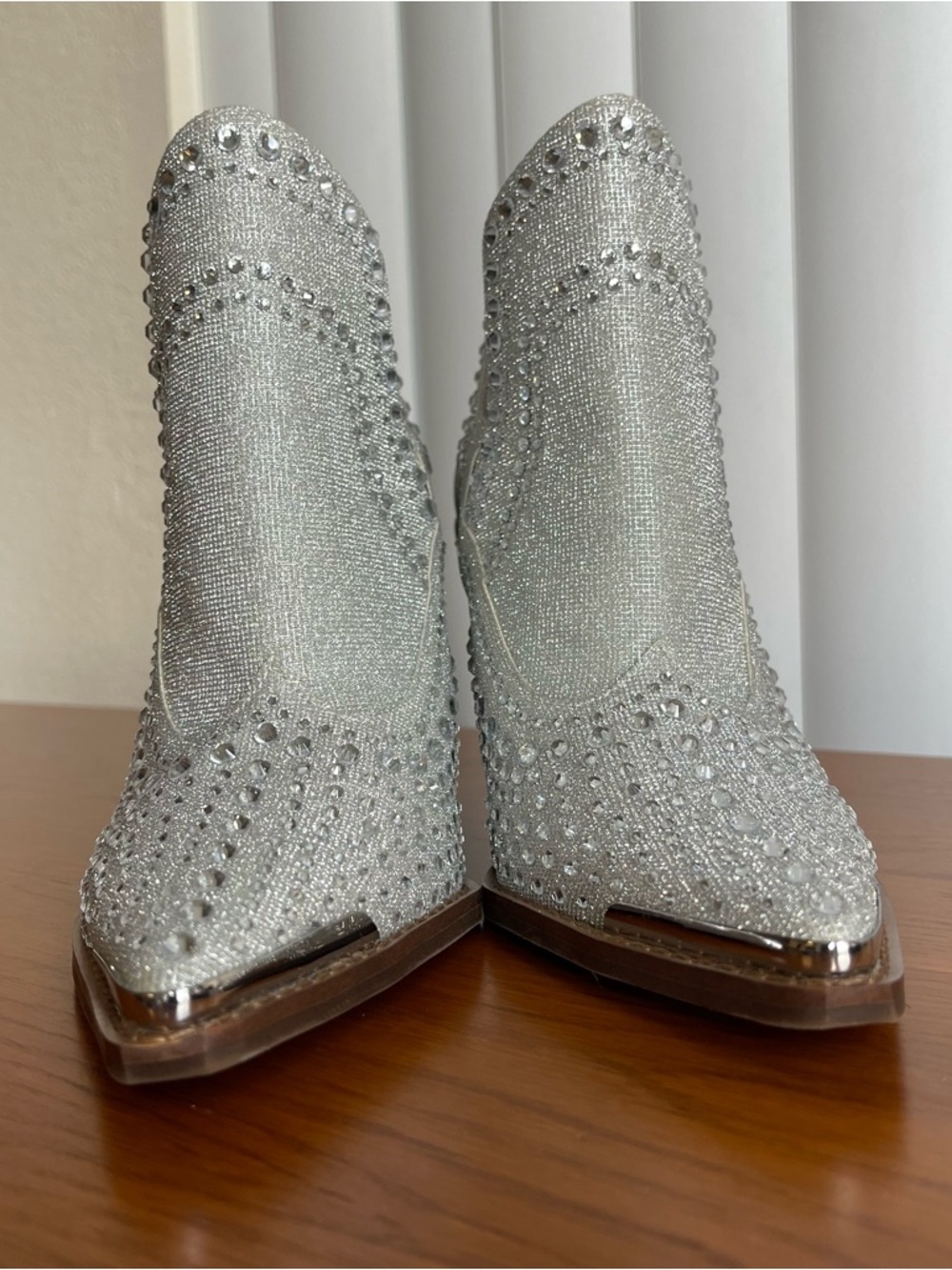 Gianni Bini Brees Rhinestone Metallic Western Booties Size 7.5 - Picture 10 of 16